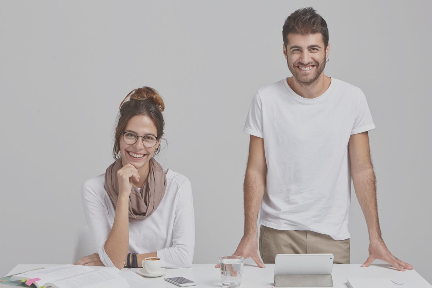 Students reviewing financial documents during collaborative session